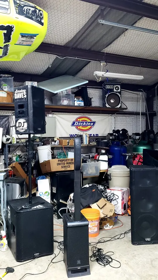DJ Smokey Dave's speakers and sound gear