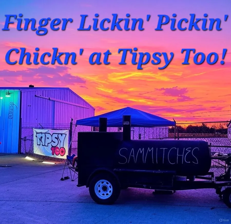 Sammitches flyer with the trailer at sunset